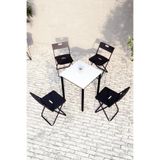 Flinder Balkon Bahçe 5’li Bistro Set | 1 Masa + 4 Katlanır Sandalye – Beyaz - Siyah