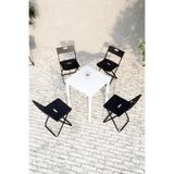 Flinder Balkon Bahçe 5’li Bistro Set | 1 Masa + 4 Katlanır Sandalye – Beyaz