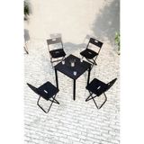 Flinder Balkon Bahçe 5’li Bistro Set | 1 Masa + 4 Katlanır Sandalye – Siyah - Siyah