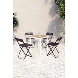 Flinder Balkon Bahçe Mutfak 5'li Bistro Set Masa Sandalye Takımı - 60x60 - Çam - Beyaz