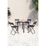 Flinder Balkon Bahçe Mutfak 5'li Bistro Set Masa Sandalye Takımı - 60x60 - Çam - Siyah