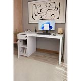 Flinder Beyaz 140X60 Cm Çalışma Masası, Bilgisayar Masası, Ofis Masası Çekmeceli, Dolaplı, Raflı Fln18010osbd