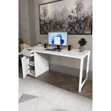 Flinder Beyaz 160X60 CM Çalışma Masası, Bilgisayar Masası, Ofis Masası Çekmeceli, Dolaplı, Raflı