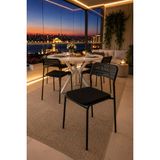 Flinder Beyaz 4 Kişilik Minderli Balkon Takımı, Balkon Masası, Balkon Sandalyesi, Yuvarlak Masa, Yemek Masası, Mutfak Masa Sandalye Takımı, 4 Sandalye 1 Ma - 90
