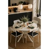 Flinder Beyaz 4 Kişilik Minderli Mutfak Masası Takımı, Yuvarlak Masa, Yemek Masası, Mutfak Masa Sandalye Takımı, 4 Sandalye 1 Masa - 90