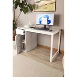 Flinder Beyaz 60X120 Cm Çalışma Masası, Bilgisayar Masası, Ofis Masası Çekmeceli, Dolaplı, Raflı Fln17010osbd