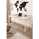 Flinder Beyaz Çalışma Masası 160x60, Bilgisayar Masası, Ofis Masası, Yemek Masası, Metal Ayaklı
