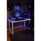 Flinder Beyaz Oyuncu Masası 60x120, Çalışma Masası, Bilgisayar Masası, Gamer Masa, Metal Ayaklı