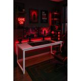 Flinder Beyaz Oyuncu Masası 60X140, Çalışma Masası, Bilgisayar Masası, Gamer Masa, Metal Ayaklı Fl-Om-Bb-140