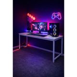 Flinder Beyaz Oyuncu Masası 60x140 Cm, Beyaz Renk Bilgisayar Masası, Gamer Masası, Gaming Masa