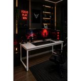 Flinder Beyaz Oyuncu Masası 60X160, Çalışma Masası, Bilgisayar Masası, Gamer Masa, Metal Ayaklı Fl-Om-Bb-160