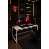 Flinder Beyaz Oyuncu Masası 60x160, Çalışma Masası, Bilgisayar Masası, Gamer Masa, Metal Ayaklı