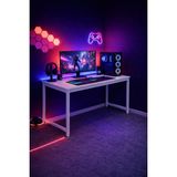 Flinder Beyaz Renk Oyuncu Masası 60x120 Cm, Bilgisayar Masası, Gamer Masası, Gaming Masa, Metal Ayaklı