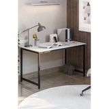 Flinder Beyaz/Siyah 60 X 140 Cm, Ofis Masası, Çalışma Masası, Bilgisayar Masası, Yemek Masası, Metal Ayaklı Fl-Ofis-Bs-140