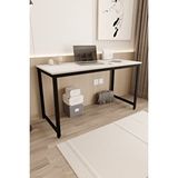 Flinder Beyaz/siyah 60x140 Çalışma Masası, Bilgisayar Masası, Ofis Masası, Yemek Masası, Metal Ayaklı - Bs-140