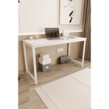 Flinder Çalışma Masası Bilgisayar Masası Ofis Masası 60x140 | Beyaz – Beyaz Ayak