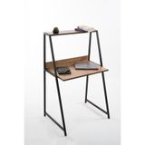 Flinder Çam Rengi Metal Ayaklı, Raflı Çalışma Masası, Bilgisayar Masası, Ofis Masası