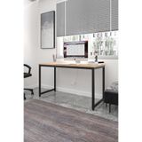 Flinder Çam/Siyah Çalışma Masası 140x60, Bilgisayar Masası, Ofis Masası, Metal Ayaklı