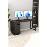 Flinder Kesonlu Çalışma Masası 160x60 | Siyah Kesonlu Bilgisayar Masası & Ofis Masası
