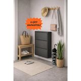 Flinder Metal 3 Kapaklı Antrasit Ayakkabılık, (KURULUM GEREKTİRMEZ), 6 Çift Ayakkabı Kapasiteli