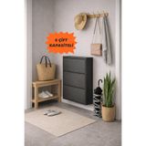Flinder Metal 3 Kapaklı Antrasit Ayakkabılık, (KURULUM GEREKTİRMEZ), 8 Çift Ayakkabı Kapasiteli