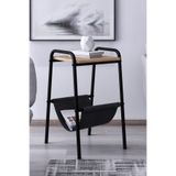 Flinder Metal Ayaklı, Çam Renginde Yan Sehpa, Komodin, Dergilik, Zigon, Koltuk Yanı