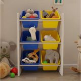 Flinder Montessori 6 Sepetli Çok Amaçlı Oyuncak Dolabı Mavi Sarı 72 cm Kalite - Mavi - Sarı