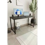 Flinder Siyah 140X60 Çalışma Masası, Bilgisayar Masası, Ofis Masası, Metal Ayaklı Fln140102osbd