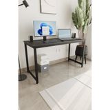 Flinder Siyah 140x60 Çalışma Masası, Bilgisayar Masası, Ofis Masası, Metal Ayaklı