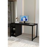 Flinder Siyah 140x60 Cm Çalışma Masası, Bilgisayar Masası, Ofis Masası Çekmeceli, Dolaplı, Raflı - Kes-ss-140