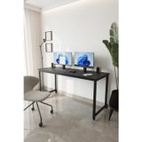 Flinder Siyah Çalışma Masası 160x60, Bilgisayar Masası, Ofis Masası, Metal Ayaklı