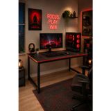 Flinder Siyah Kırmızı Oyuncu Masası 60x120, Çalışma Masası, Bilgisayar Masası, Gamer Masa, Metal Ayaklı