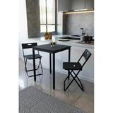 Flinder Siyah Mutfak Masa Takımı, Balkon Bahçe Takımı 3' Lü Bistro Set Masa Sandalye Takımı Fln75010osbd