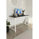 Flinder Siyah/Beyaz 120X60 Çalışma Masası, Bilgisayar Masası, Ofis Masası, Metal Ayaklı Fln1201025sbd