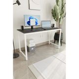 Flinder Siyah/Beyaz 140X60 Çalışma Masası, Bilgisayar Masası, Ofis Masası, Metal Ayaklı Fln1401025sbd