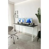 Flinder Siyah/Beyaz 160X60 Çalışma Masası, Bilgisayar Masası, Ofis Masası, Metal Ayaklı Fln1601025sbd
