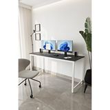 Flinder Siyah/beyaz 160x60 Çalışma Masası, Bilgisayar Masası, Ofis Masası, Metal Ayaklı - Sb-160