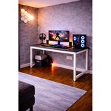 Flinder Siyah/Beyaz Renk Oyuncu Masası 60X120 Cm, Bilgisayar Masası, Gamer Masası, Gaming Masa, Metal Ayaklı Fl-Gaming-120-Sb