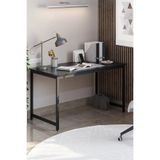 Flinder Siyah/Siyah 60 X 140 Cm, Ofis Masası, Çalışma Masası, Bilgisayar Masası, Yemek Masası, Metal Ayaklı