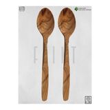 FLINT Zeytin Ağacı Tahta Kaşık 2’li Set – Doğal El Yapımı Ahşap Mutfak Kaşığı 22 cm