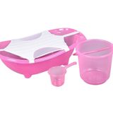 Flipper Bebek Banyo Küvet Seti - 5 Parça Bebek Banyo Küveti - Şeffaf Pembe