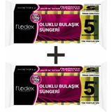 Flodex Oluklu Bulaşık Süngeri 5'li X2 - Sarı