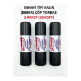Floppy 80x110 Sanayi Tipi Çöp Poşeti 800 Gr Kalın Siyah 30 Adet Dayanıklı