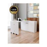 Flor Mdf Dolaplı Çalışma Masası Katlanır Açılır Kapanır Tekerlekli Çok Amaçlı Masa