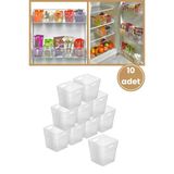 Flora 10 Adet Buzdolabı Kapak Raf Düzenleyici, Mutfak Banyo Çekmece İçi Mini Organizer Kutu 10’lu Set