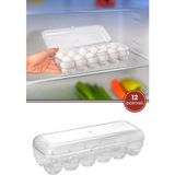 Flora 12 Bölmeli Yumurta Saklama Kabı, Buzdolabı Içi Yumurta Korumalı Kapaklı Yumurta Saklama Kutusu - Şeffaf - Adet