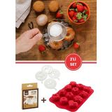 Flora 12'li Karma Silikon Kek Kalıbı ve Pasta Süsleme Şablonu, Kahve, Tatlı Şekillendirici Süsleme Aparatı Ikili Set