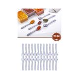 Flora 24 Lü Baharat Kaşığı Seti Plastik, Tuz Şeker Karabiber Kakao Kahve Kekik Kaşığı 24 Lü Set Şeffaf