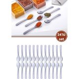 Flora 24’lü Baharat Kaşığı Seti Plastik, Tuz Şeker Karabiber Kakao Kahve Kekik Kaşığı 24’lü Set - Şeffaf