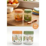 Flora 2’li Bebek Cam Mama Kabı Seti, Sızdırmaz Conta Kapaklı Cam Mama Yoğurt Gıda Kavanozu 2X200ML - Renk